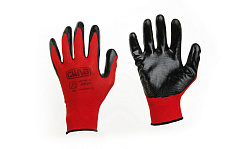 Перчатки с нитриловым покрытием р10 (красн+черн манжет без подвеса/хедера) СИЛА