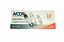 Лампа автомобильная C5W 12V 5W SV8,5 (oсвещение номерного знака, габариты, освещение салона) (10шт) MTA
