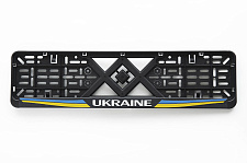 Рамка номерного знака пластиковая черная Ukraine (шелкотрафарет, защёлка снизу) 12 Atelie