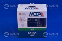 Лампа автомобильная H3 12V 55W PK22S EXTRA LIFE (2шт) (ближняя/дальняя, противотуманная) MTA