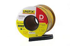 Уплотнитель самоклеющийся D 12х10мм профиль 50м, черный UNIFIX