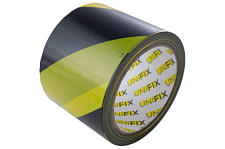 Сигнальная лента 75мм*100м желто-черная UNIFIX