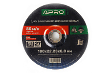 Диск зачистной по нержавеющей стали (INOX) 180х6.0х22.2мм (5шт. в пач.) APRO