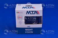 Лампа автомобильная H1 12V 55W P14.5S NIGHT VISION +80% (2шт) (ближняя/дальняя, противотуманная) MTA