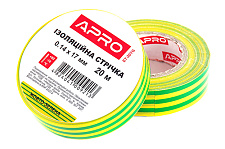 Изоляционная лента желто-зеленая 0.14х17мм 20м (пачка, кратно 10шт) APRO