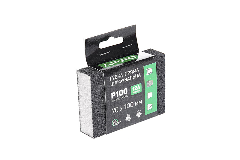 Губка шліфувальна APRO чотирьохстороння пряма P100 Губка шлифовальная APRO четырехсторонняя прямая P100