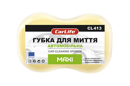 Губка для миття авто MAXI 245x160x70мм, жовта CL-413 CARLIFE Губка для мытья авто MAXI 245x160x70мм, желтая CL-413 CARLIFE