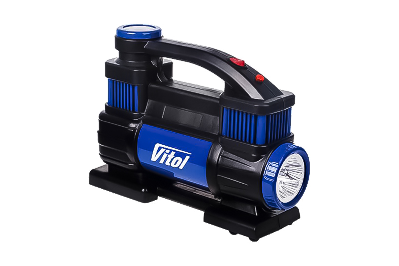 Автомобільний компресор150psi 23А 90л/хв 2 циліндри шланг 5,0м, клеми (K-70) VITOL Компрессор автомобильный150psi 23А 90л/мин 2 цилиндра шланг 5,0м, клеммы (K-70) VITOL