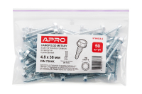 Саморіз із шестигранною головкою 4,8*38 DIN 7504K зі свердлом по металу (пач 50шт) APRO Саморез с шестигранной головкой 4,8*38 DIN 7504K с сверлом по металлу (пач 50шт) APRO