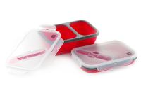 Ланчбокс складаний з кришкою-засувкою та ловилкою червоний 400мл/650мл СИЛА Ланчбокс складной с крышкой-защелкой и ловилкой красный 400мл/650мл СИЛА