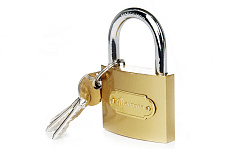Придбати Замок навісний жовтий - (70x54x20мм), хрестоподібний ключ AURORA Замок навесной желтый – (70x54x20мм), крестообразный ключ AURORA