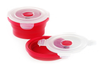 Ланчбокс складаний з кришкою-засувкою круглий червоний 400мл СИЛА Ланчбокс складной с крышкой-защелкой круглый красный 400мл СИЛА