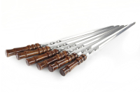 Шампур з дерев'яною лакованою ручкою, з нержавіючої сталі 610х12х3мм СИЛА Шампур с деревянной лакированной ручкой из нержавеющей стали 610х12х3мм СИЛА