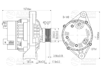 Генератор ВАЗ 2170, 2171, 2172 "Приора", 1117, 1118, 1119 "Калина" (115А) АТЕК Генератор ВАЗ 2170, 2171, 2172 "Приора", 1117, 1118, 1119 "Калина" (115А) АТЭК