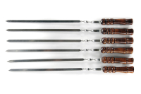 Шампур з дерев'яною лакованою ручкою, з нержавіючої сталі 610х12х3мм СИЛА Шампур с деревянной лакированной ручкой из нержавеющей стали 610х12х3мм СИЛА