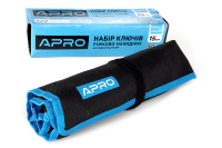 Набір ключів ріжково-накидних CrV 15 шт (6-19, 22мм) (холодний штамп DIN3113) APRO Набор ключей рожково-накидных CrV 15 шт (6-19, 22мм) (холодный штамп DIN3113) APRO