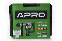 Перфоратор бочковий APRO 5,5Дж, 1500В, SDS+, 1500H, кейс Перфоратор бочковой APRO 5,5Дж, 1500В, SDS+, 1500H, кейс