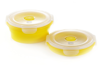 Ланчбокс складаний з кришкою-засувкою круглий жовтий 600мл СИЛА Ланчбокс складной с крышкой-защелкой круглый желтый 600мл СИЛА