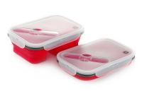 Ланчбокс складаний з кришкою-засувкою та ловилкою червоний 400мл/650мл СИЛА Ланчбокс складной с крышкой-защелкой и ловилкой красный 400мл/650мл СИЛА