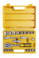 Набір насадок (інструментів) торцевих з тріскачкою стандарт CrV 1/2 (22шт) СИЛА Набор насадок торцевых с трещоткой стандарт CrV 1/2 (22 шт.) СИЛА