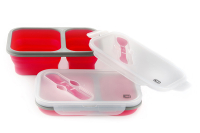 Ланчбокс складаний з кришкою-засувкою та ловилкою червоний 400мл/650мл СИЛА Ланчбокс складной с крышкой-защелкой и ловилкой красный 400мл/650мл СИЛА