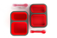 Ланчбокс складаний з кришкою-засувкою та ловилкою червоний 400мл/650мл СИЛА Ланчбокс складной с крышкой-защелкой и ловилкой красный 400мл/650мл СИЛА