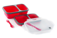 Ланчбокс складаний з кришкою-засувкою та ловилкою червоний 400мл/650мл СИЛА Ланчбокс складной с крышкой-защелкой и ловилкой красный 400мл/650мл СИЛА