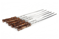 Шампур з дерев'яною лакованою ручкою, з нержавіючої сталі 610х12х3мм СИЛА Шампур с деревянной лакированной ручкой из нержавеющей стали 610х12х3мм СИЛА