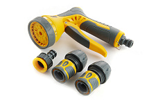 Придбати Набір пістолет-розпилювач 9 режимів з регулюванням потоку, конектори 3/4'', адаптер 1/2''- 3/4 СИЛА Набор пистолет-распылитель 9 режимов с регулировкой потока, коннекторы 3/4'', адаптер 1/2'' - 3/4 СИЛА