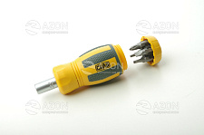 Придбати Викрутка реверсійна CrV з комплектом насадок (6 бит) (мала) СИЛА Отвертка реверсионная CrV с комплектом насадок (6 бит) (малая) СИЛА