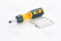 Викрутка реверсивна з бітами CrV 7 в 1 (6шт) ( 2-х сторонніх біт 85мм) СИЛА Отвертка реверсивная с битами CrV 7 в 1 (6шт) (2-х сторонних бит 85мм) СИЛА