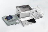 Коптильня з гідрозатвором з нержавіючої сталі товщина 1,5мм 400*300*330мм з чохлом і рукавичками СИЛА Коптильня с гидрозатвором из нержавеющей стали толщина 1,5мм 400*300*330мм с чехлом и перчатками СИЛА