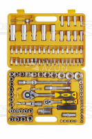 Набір насадок (інструментів) торцевих з тріскачкою стандарт CrV 1/4, 1/2 (108шт) СИЛА Набор насадок торцевых c трещоткой стандарт CrV 1/4, 1/2 (108 шт.) СИЛА